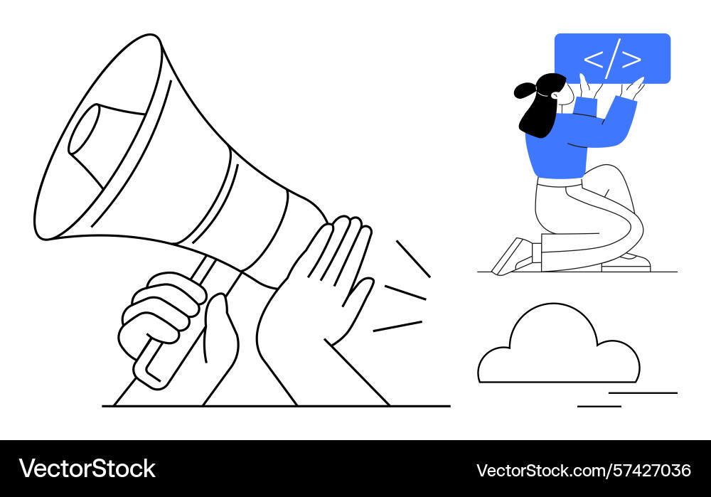 Amplifying ideas with coding and cloud integration Amplifying ideas with coding and cloud integration vector image