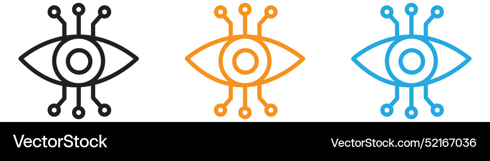 Bionic eye icon logo set collection for web app ui vector image