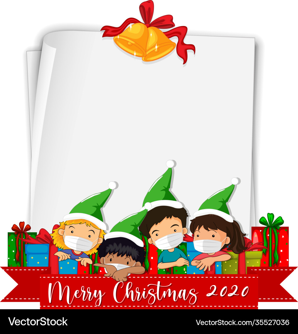 Blankes Papier mit fröhlichem Weihnachten 2020 Schriftzeichen Blankes Papier mit fröhlichem Weihnachten 2020 Schriftzeichen Vektorbild