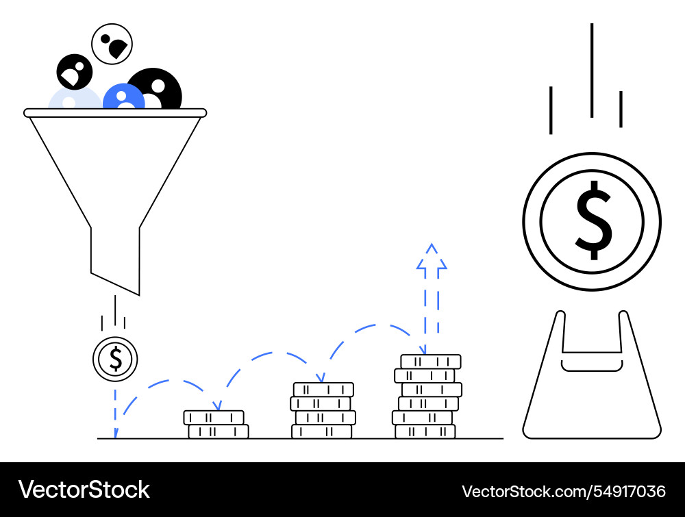 Converting leads into revenue visualizing Converting leads into revenue visualizing vector image