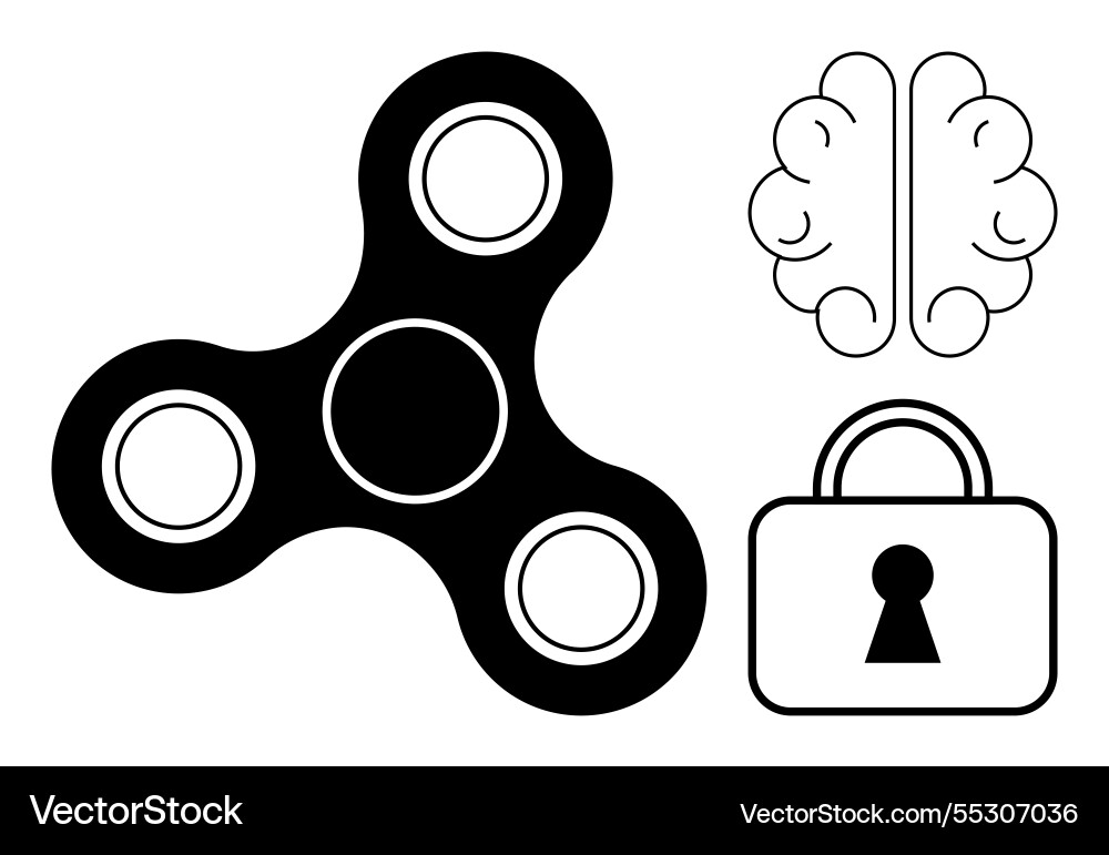 Fidget spinner brain with connected lines Fidget spinner brain with connected lines vector image