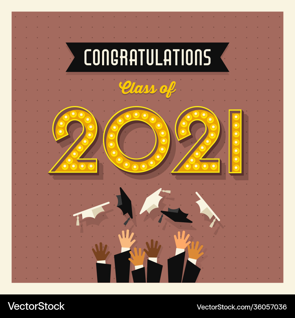 Retro 2021 graduation card or social media design Retro 2021 graduation card or social media design vector image