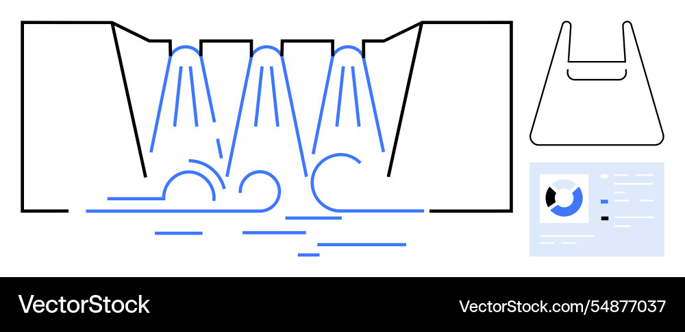Conceptual waterfall and data analysis in modern Conceptual waterfall and data analysis in modern vector image