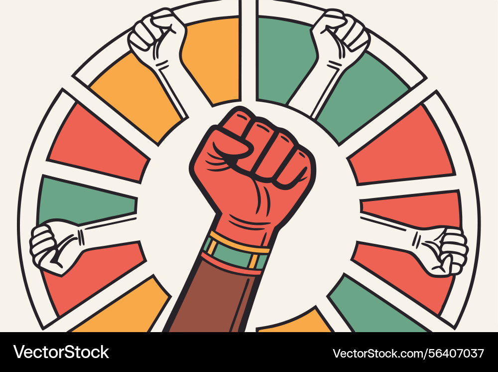 Diversity and unity fists Diversity and unity fists vector image
