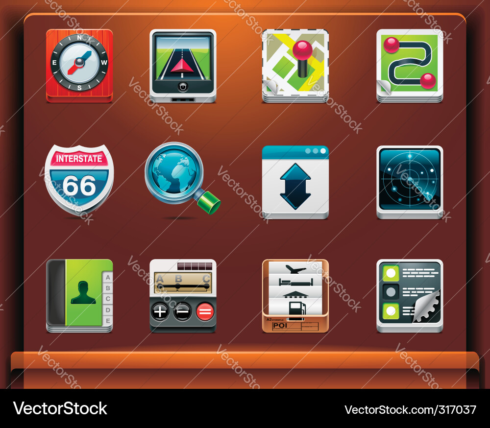 GPS Navigation Icons Vector Image