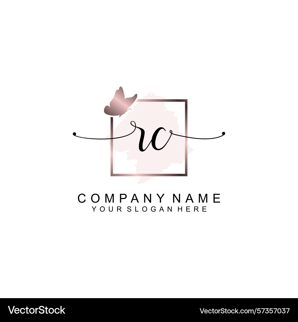 Minimalist handwritten rc initial logos with soft Vector Image
