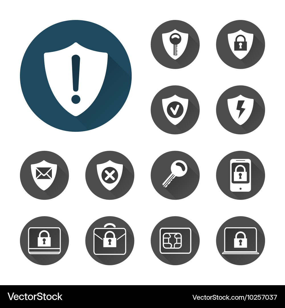 Security icons set with shadows vector image