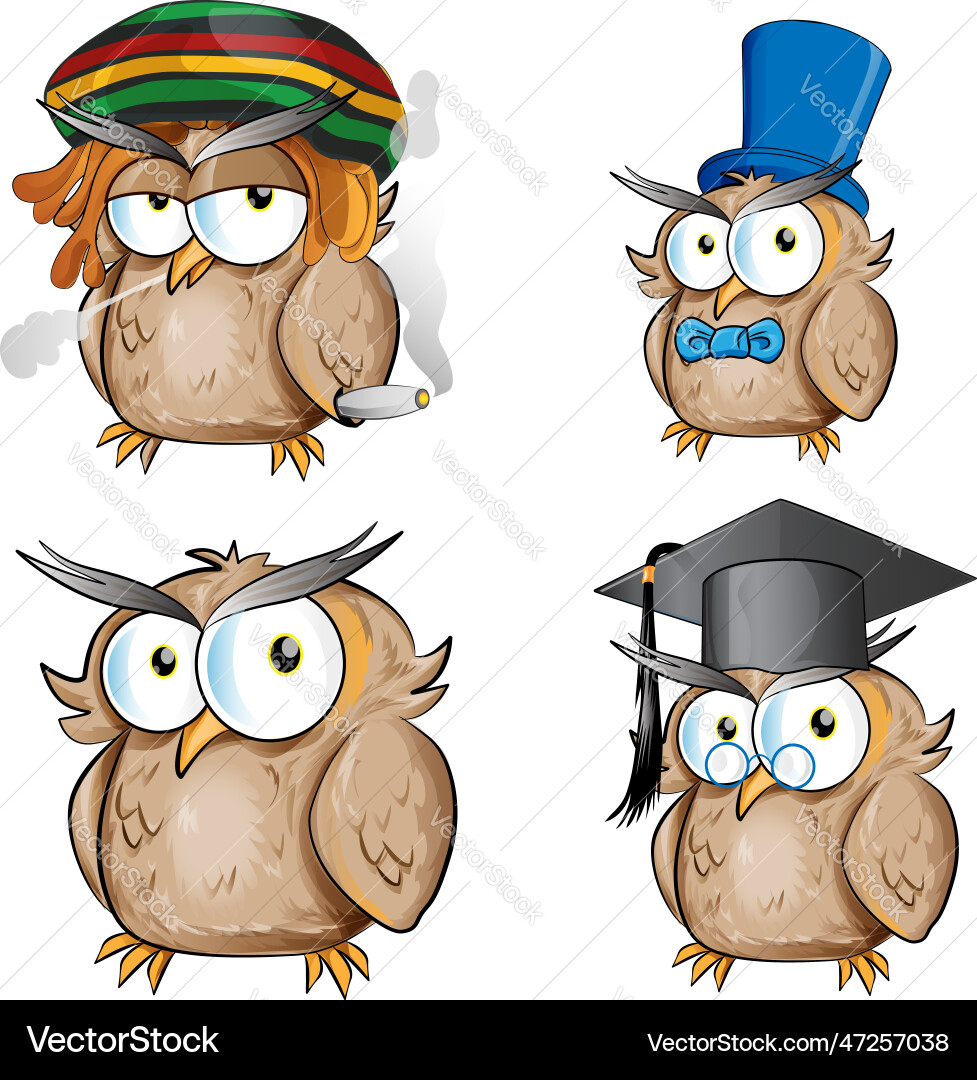 Cartoon of owl character set collection Cartoon of owl character set collection vector image