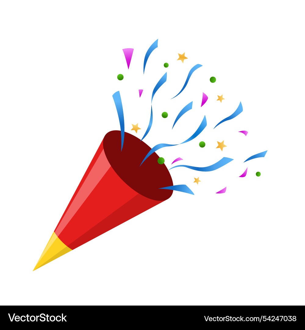 Exploding party popper with confetti Exploding party popper with confetti vector image
