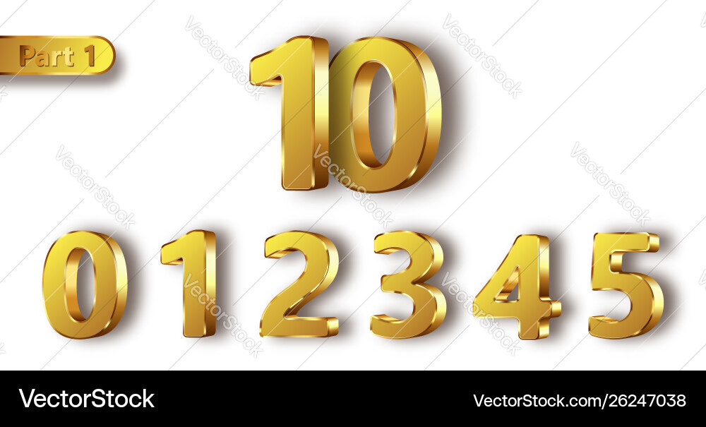 Golden metal numbers realistic Golden metal numbers realistic vector image