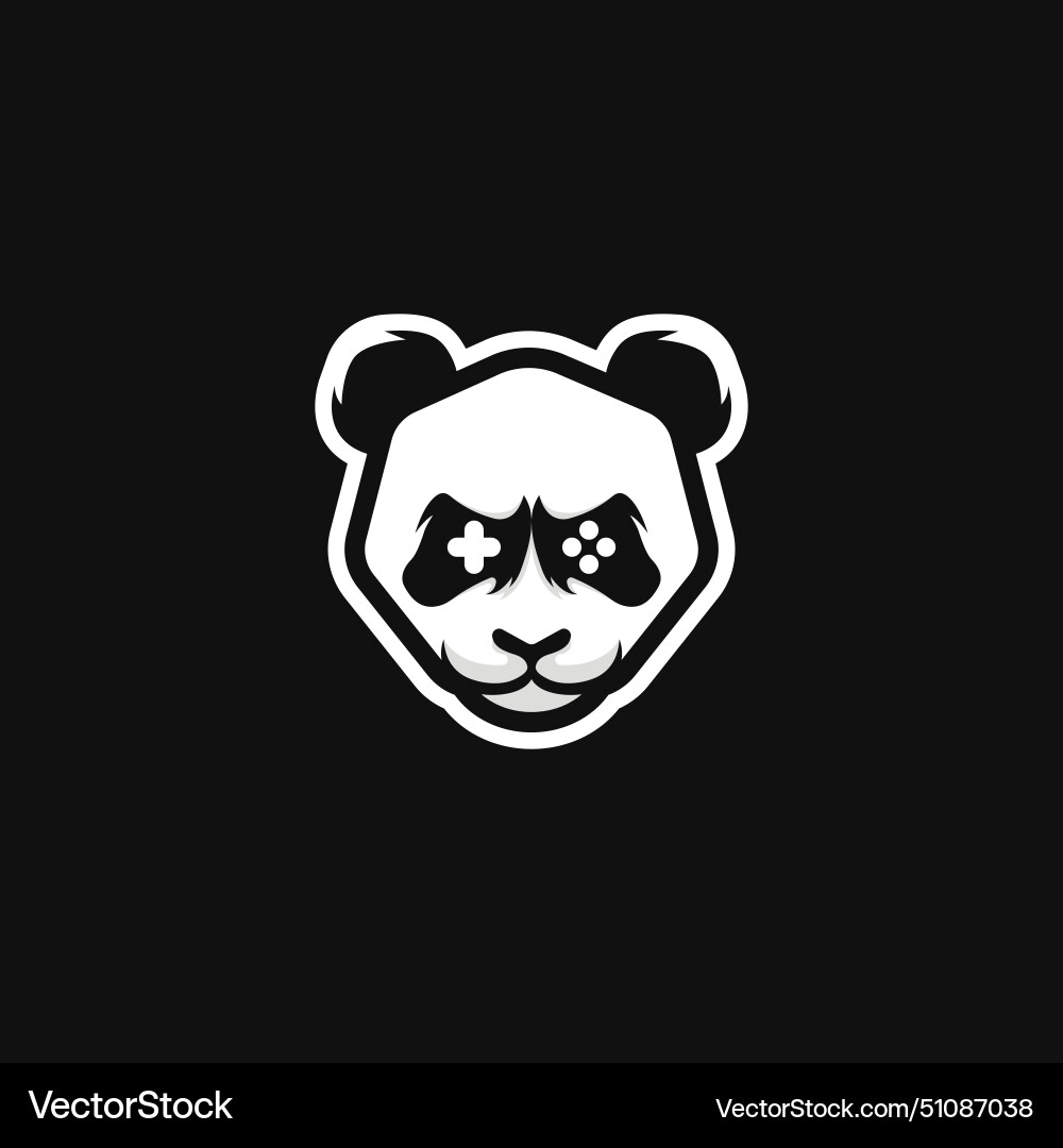 Hexagon panda head logo symbol design Royalty Free Vector