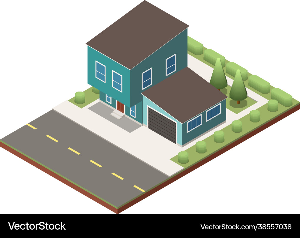 Isometric suburban house Isometric suburban house vector image
