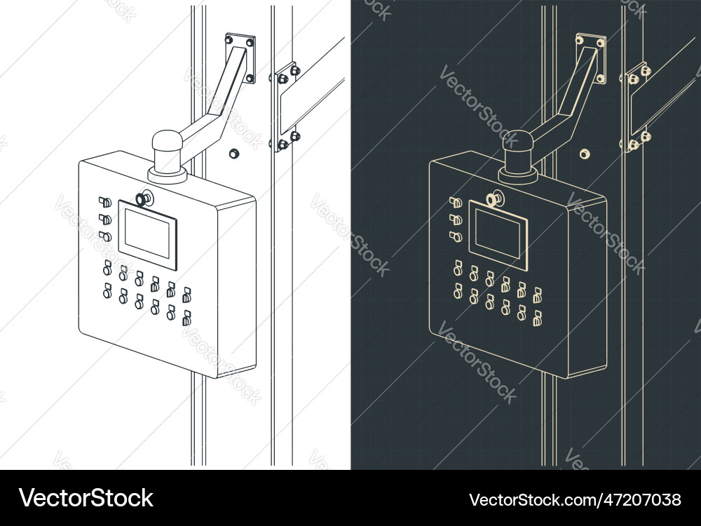 Machine control panel blueprints vector image