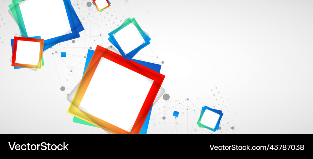 Multicolored squares arranged on a plexus Vector Image