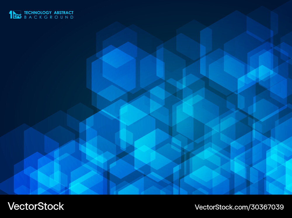 Abstract Blue Technology Hexagonal Pattern Vector Image