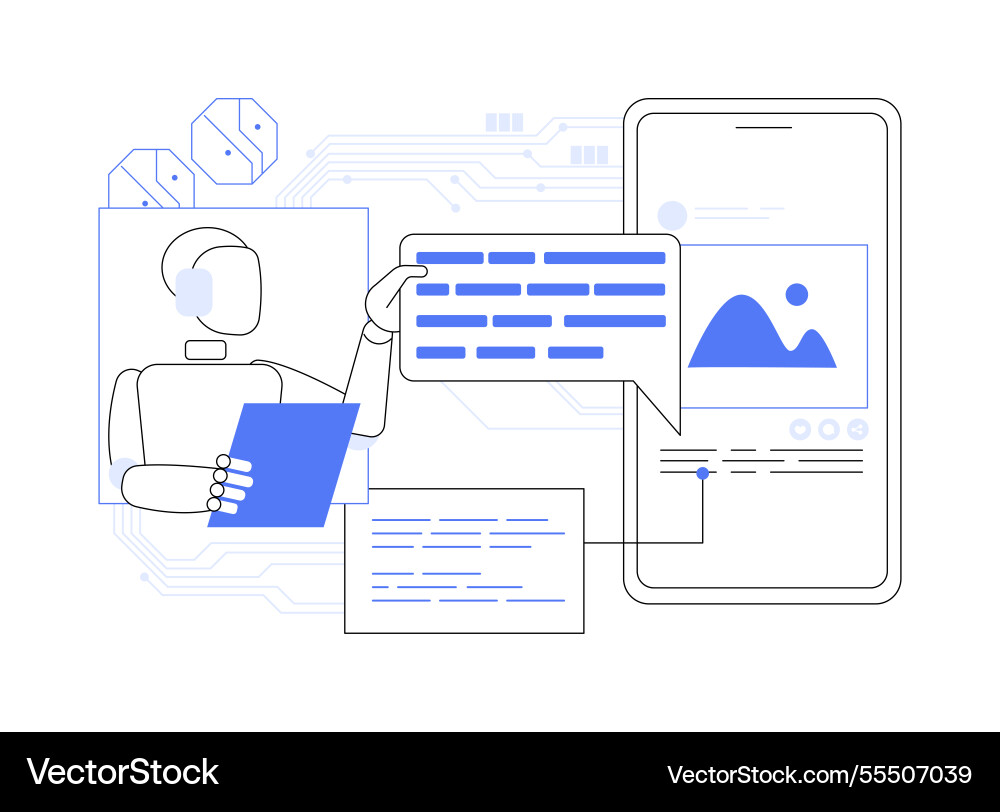Ai-driven caption creation abstract concept Vector Image