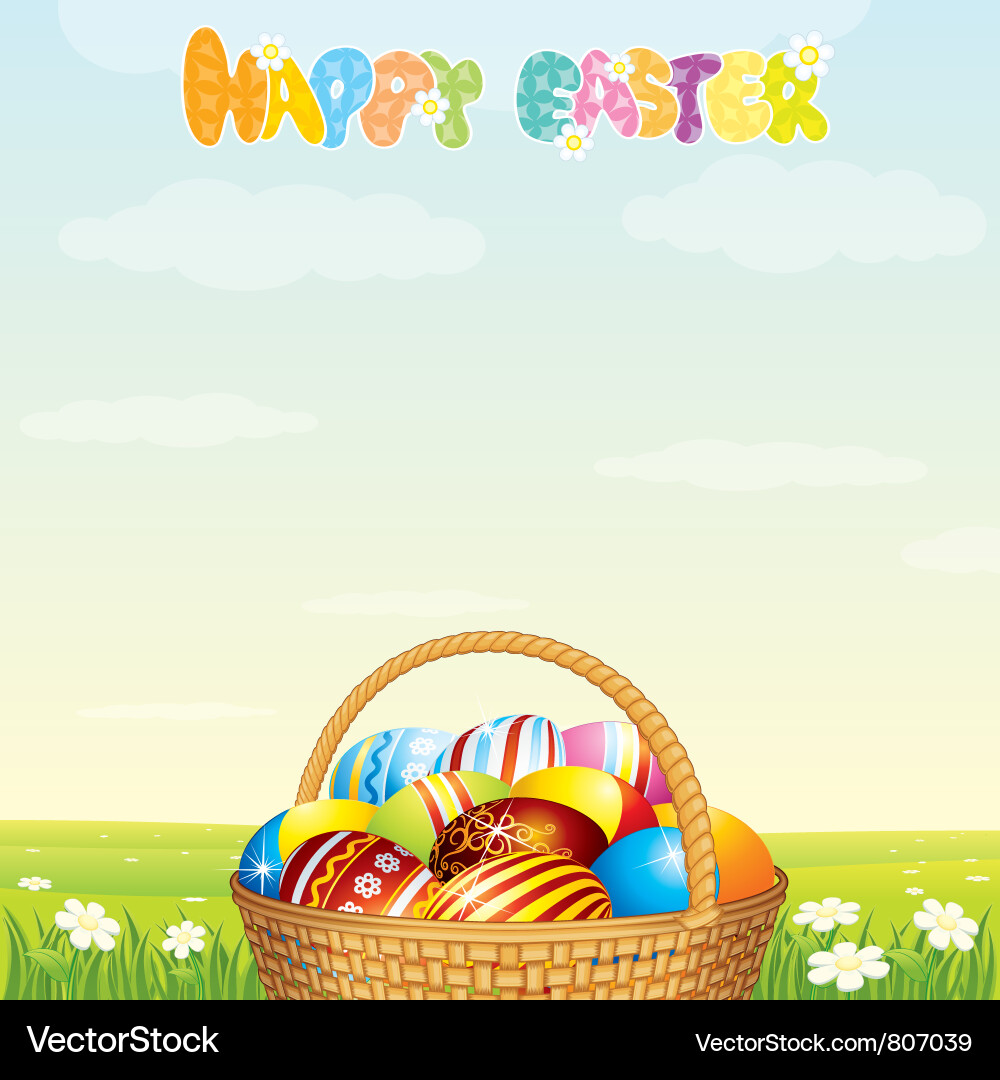 Cheerful Easter Basket Vector Image