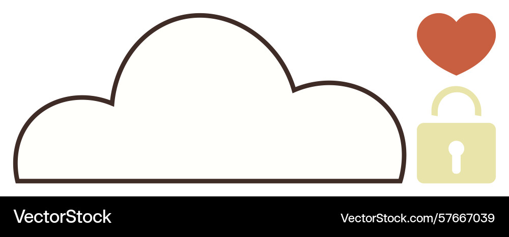 Cloud with heart and lock representing security Cloud with heart and lock representing security vector image