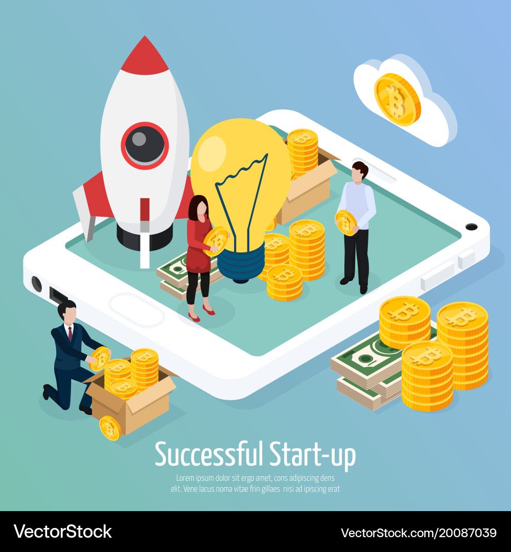 Cryptocurrency Startup Finance – Royalty-Free Vector | VectorStock