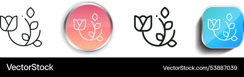 Floral design icon thin linear regular and button Floral design icon thin linear regular and button Vector Image