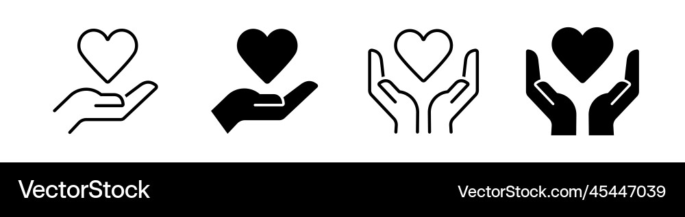 Heart in Hand Icon Set - Love & Support vector image
