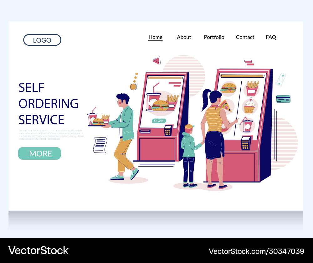 Self ordering service website landing page Vector Image