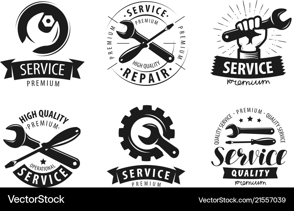 Service & Repair Labels & Logos Set vector image