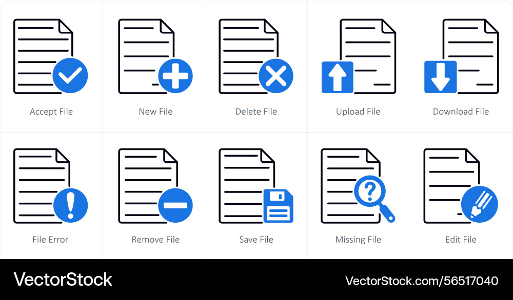 A set of 10 files icons as accept file new vector image