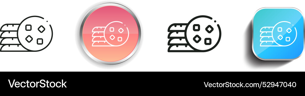Cookies icon thin linear regular and button style Vector Image