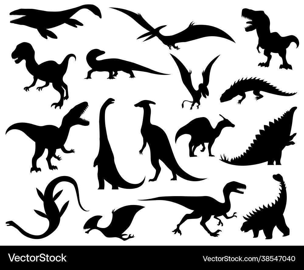 Dinosaur Silhouettes Collection Vector Image