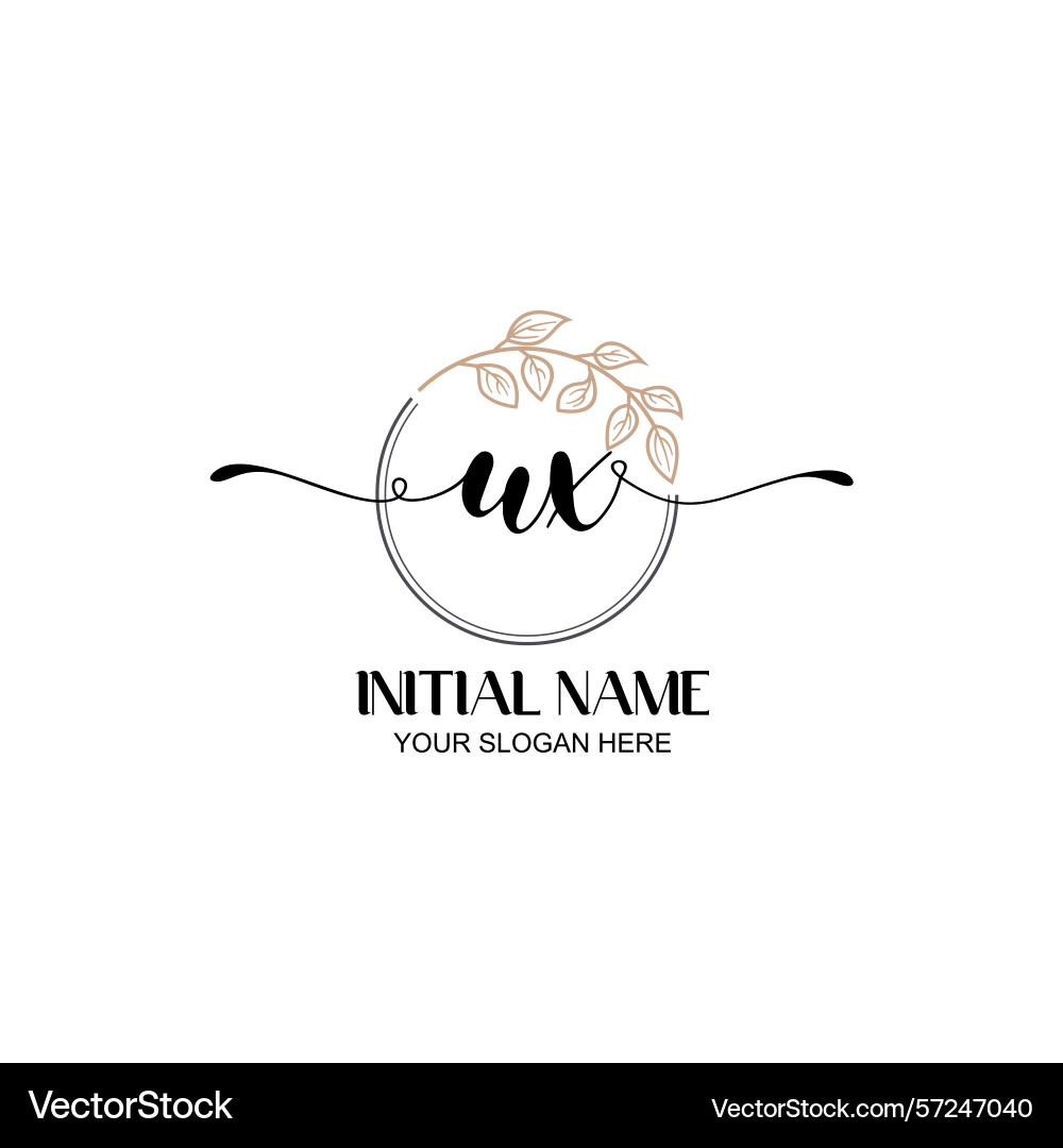 Elegant ux initial logo design with botanical Vector Image
