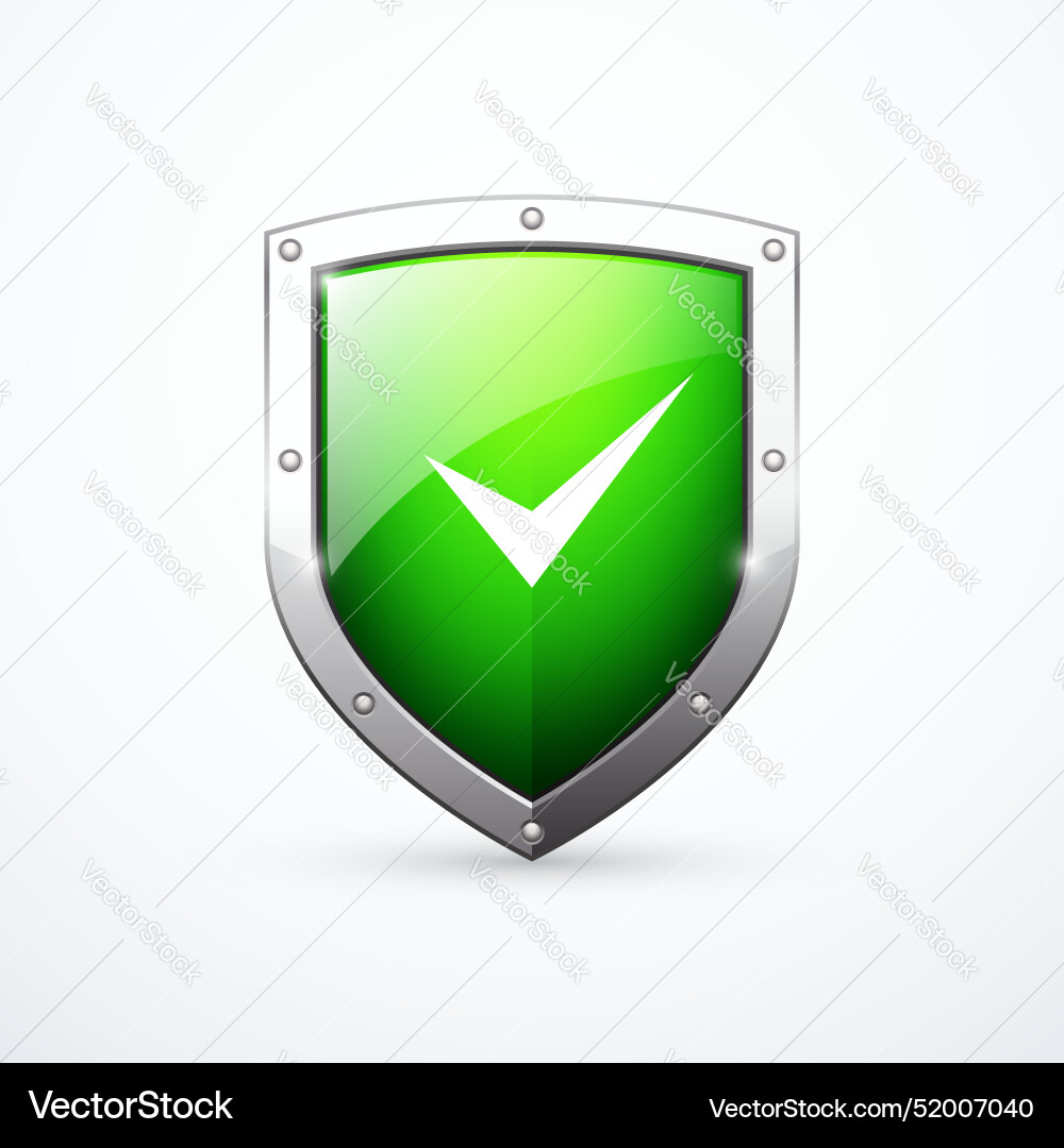 Green shield check mark icon Green shield check mark icon vector image