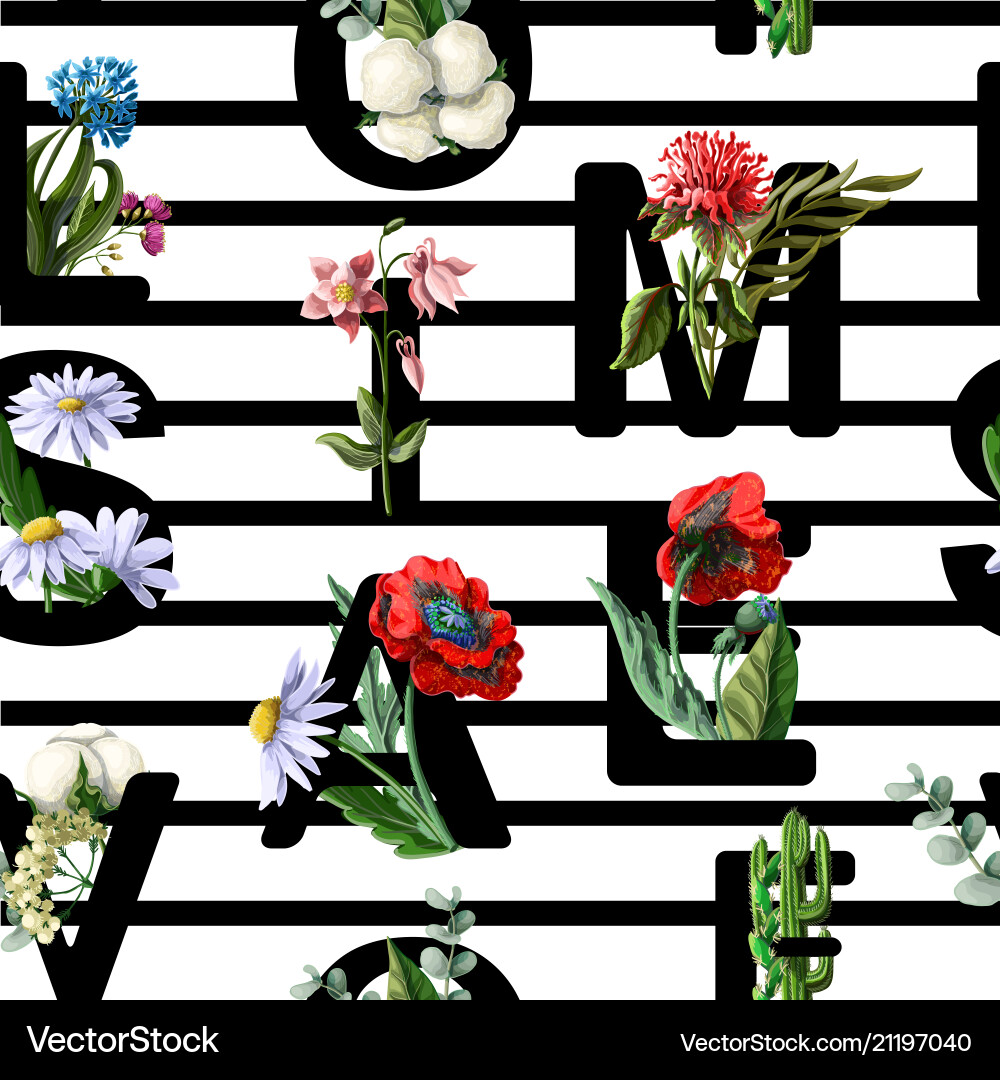 Seamless pattern from font with flowers Seamless pattern from font with flowers vector image