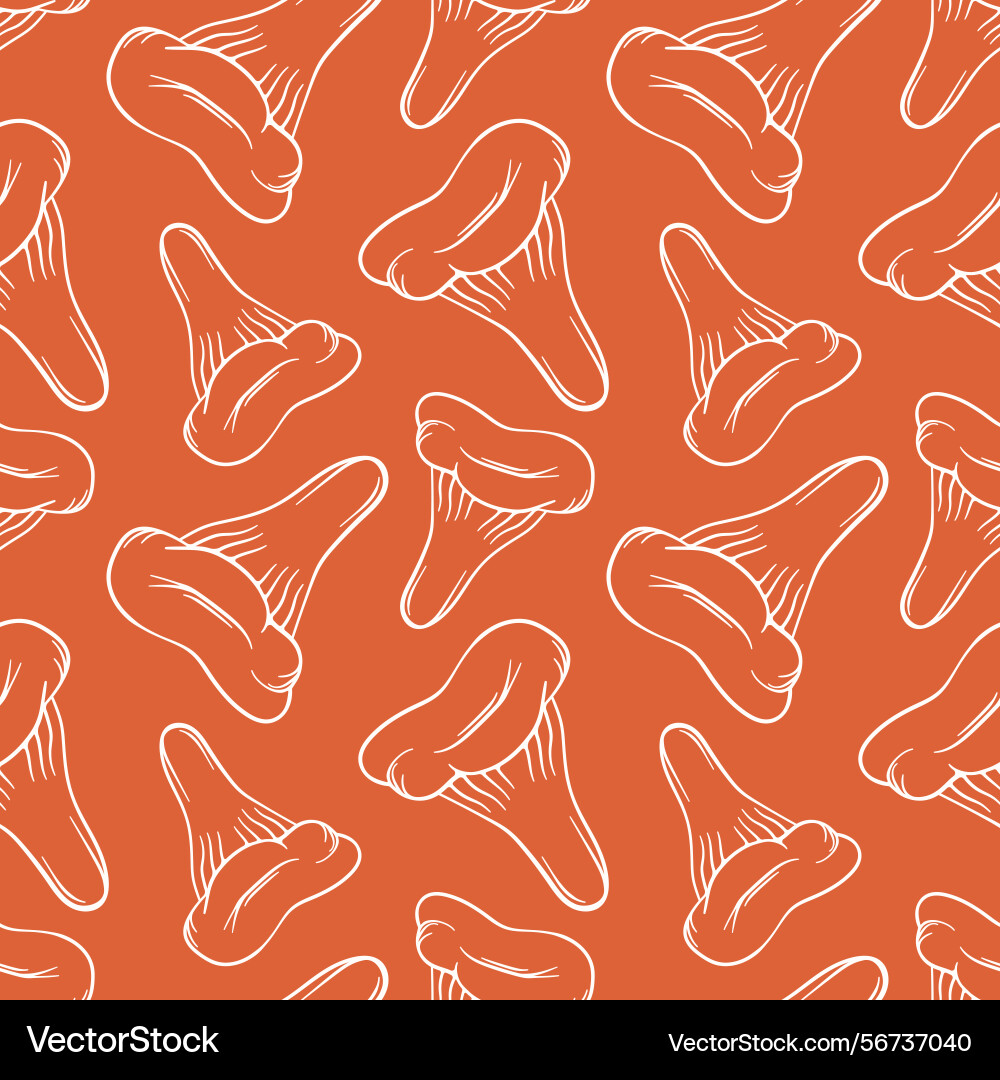Seamless pattern with niscalo mushroom in line art Seamless pattern with niscalo mushroom in line art vector image