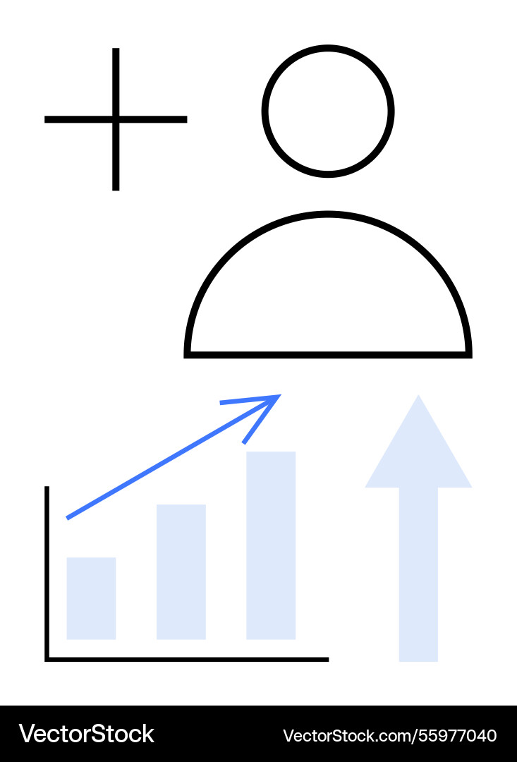 User growth and progress concept with rising graph User growth and progress concept with rising graph vector image