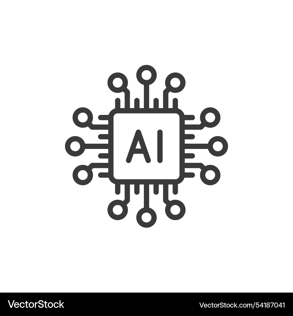 Ai processor icon in line design Ai processor icon in line design Vector Image