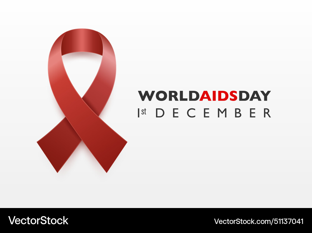 Aids day concept with awareness red silk vector image