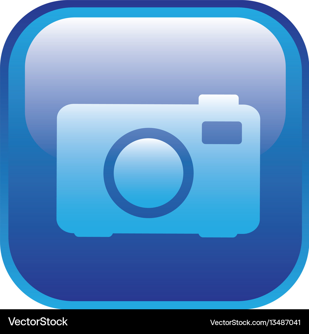 Blue square frame with analog camera icon Vector Image