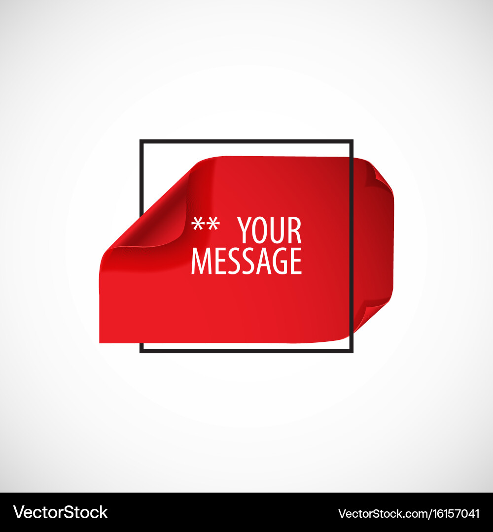 Red sheet of paper with curved corners Vector Image