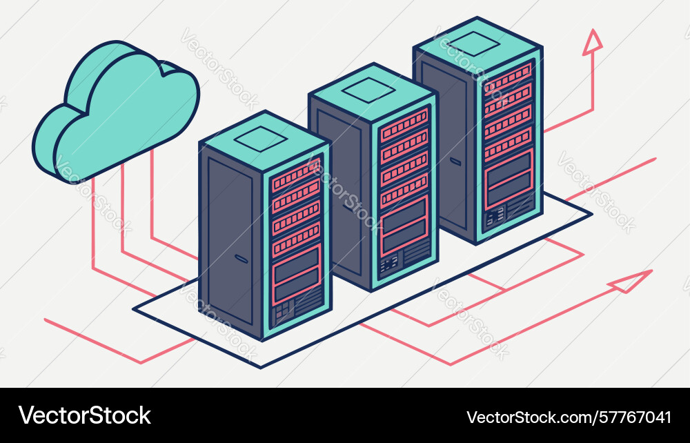 Scalable cloud servers modern data storage vector image