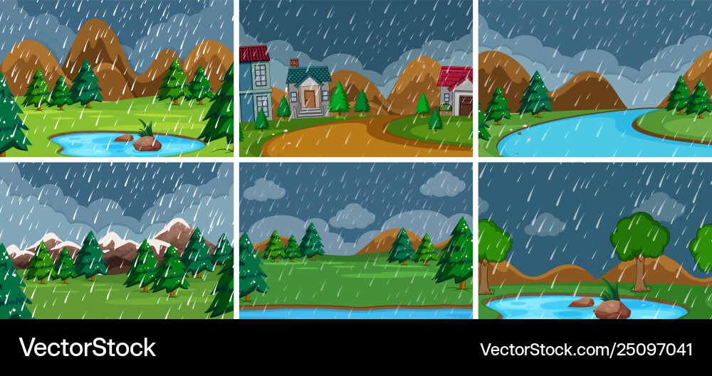 Set nature landscape Royalty Free Vector Image