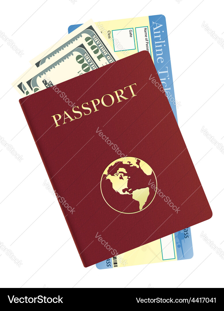 Travel Documents with Money and Ticket Vector Image