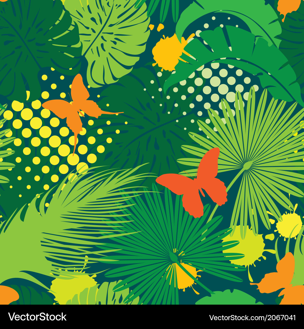 Tropical Palm Leaf Seamless Pattern Royalty Free Vector