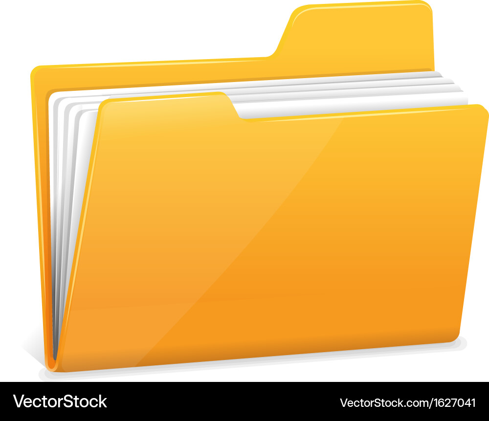 Yellow file folder with documents Royalty Free Vector Image