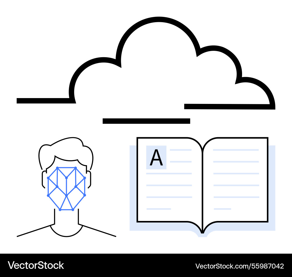 Cloud technology integrating facial recognition Cloud technology integrating facial recognition vector image