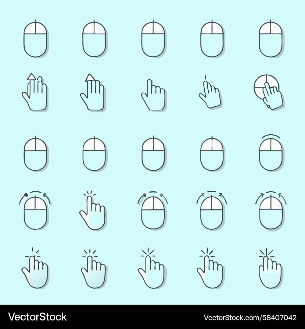 Computer Mouse Cursors & Click Icons Vector Image