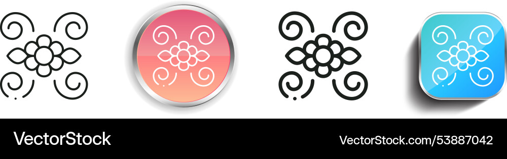 Floral design icon thin linear regular and button Floral design icon thin linear regular and button Vector Image