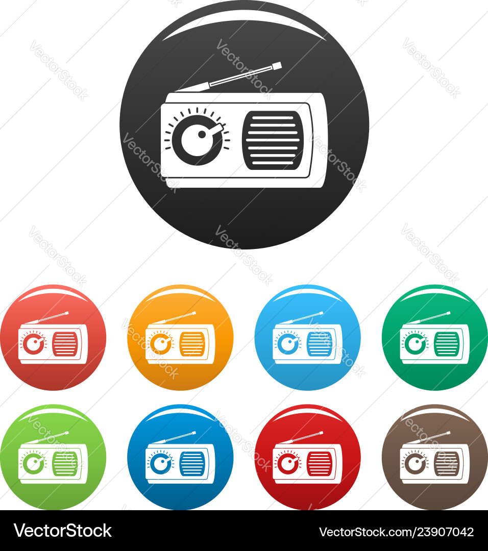 Manual radio icons set color Vector Image