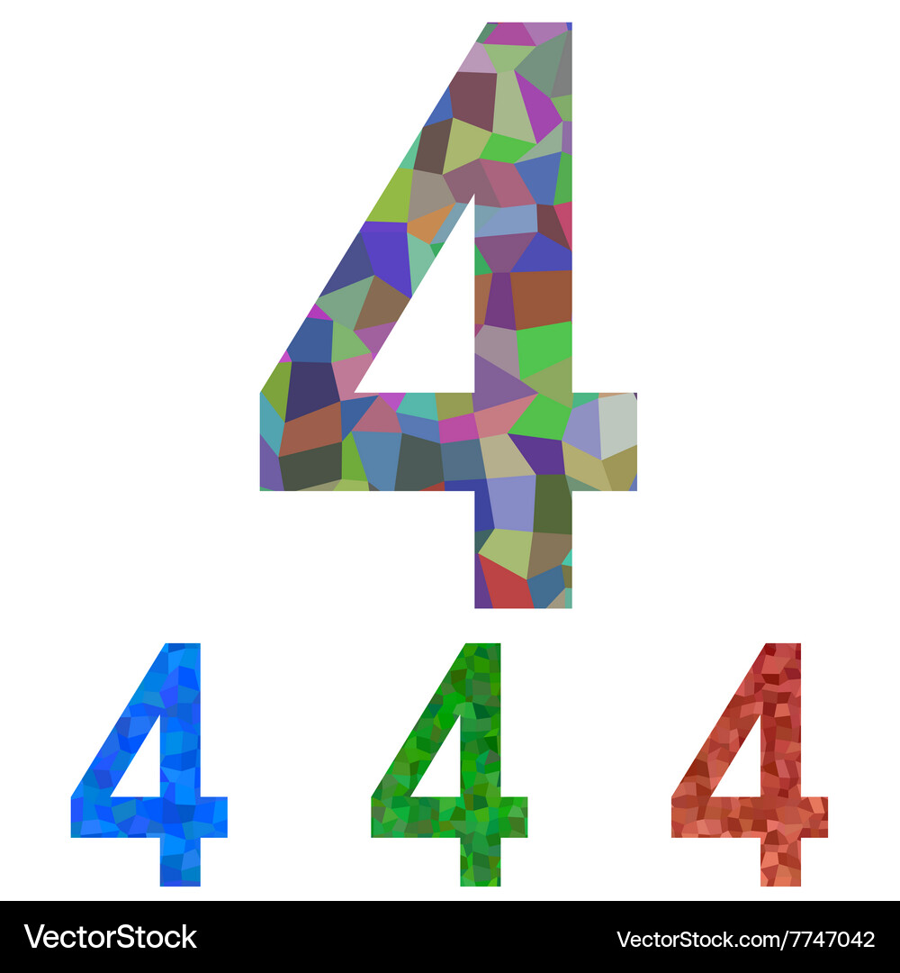 Mosaic font design set - number 4 Vector Image