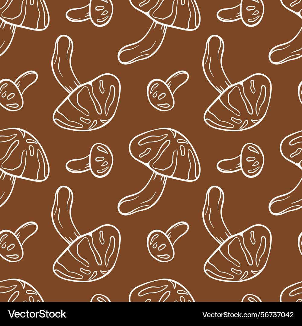 Seamless pattern with shiitake mushroom in line Seamless pattern with shiitake mushroom in line vector image